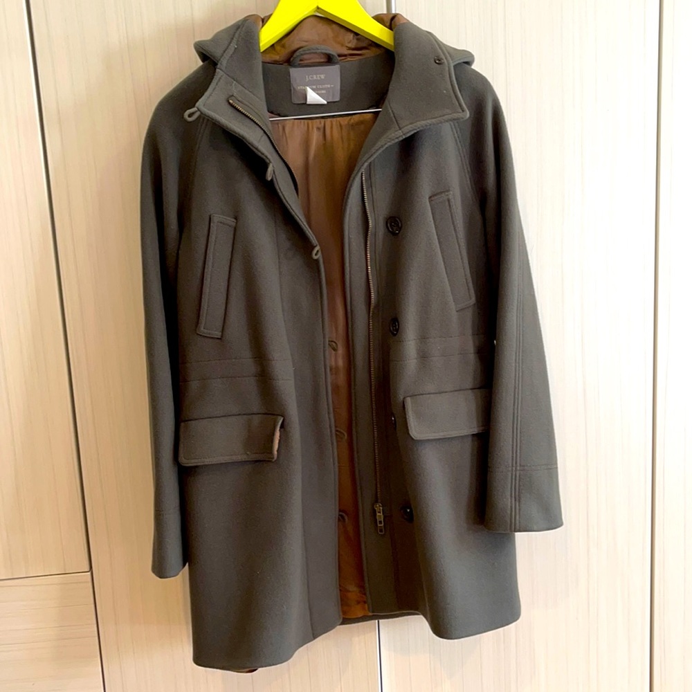 Olive Wool J Crew Stadium Cloth Coat